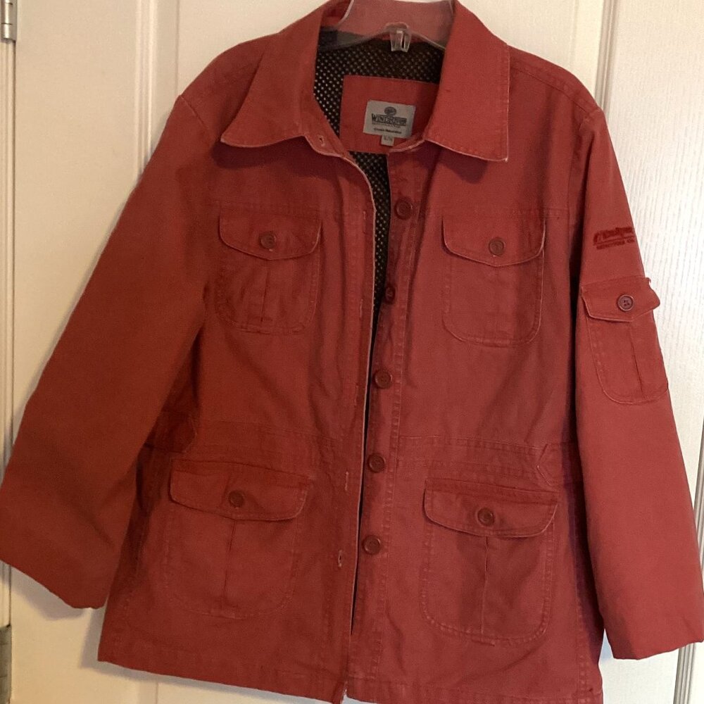 WindRiver Classic Women's Outerwear Red Denim Jacket Coat Size L